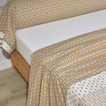 Parure drap plat 240 x 300 cm + 2 taies 65 x 65 percale dandy ocre Parure drap plat 240 x 300 cm + 2 taies 65 x 65 percale dandy ocre