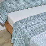 Parure drap plat 240 x 300 cm + 2 taies 65 x 65 percale dandy sauge Parure drap plat 240 x 300 cm + 2 taies 65 x 65 percale dandy sauge