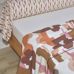 Parure drap plat 240 x 300 cm + 2 taies 65 x 65 percale pop terra cota