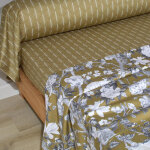 Parure drap plat 240 x 300 cm + 2 taies 65 x 65 satin imperial olive Parure drap plat 240 x 300 cm + 2 taies 65 x 65 satin imperial olive