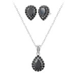 Parure femme so charm - b3306 - argent - noir - parure mode argent�e