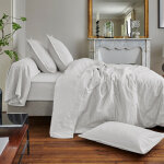 Parure housse de couette et 2 taies palace d'oreiller blanc