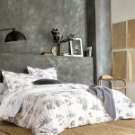 Parure housse de couette et2 taies d'oreiller bourdongraphi blanc