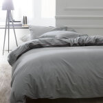 Parure de lit housse de couette en percale de coton piping plat acier / rose des sables Parure de lit housse de couette en percale de coton piping plat acier / rose des sables