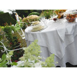 Parure nappe rectangulaire encadrée et 8 serviettes blanc Parure nappe rectangulaire encadrée et 8 serviettes blanc