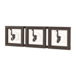Patre murale avec 3 crochets en bois massif laqu blanc et marron fonc