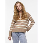 Pull over manches longues sia marron en viscose rhea