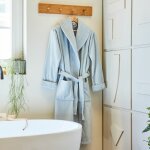 Peignoir de bain col châle intérieur éponge / extérieur velours quietude gris bleuté Peignoir de bain col châle intérieur éponge / extérieur velours quietude gris bleuté