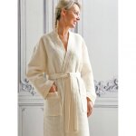 Peignoir bain nid d'abeille manoir craie