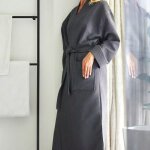 Peignoir bain nid d'abeille manoir anthracite