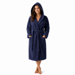 Peignoir � capuche en coton 470 gm� - bleu indigo