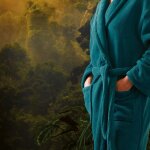 Peignoir bain col chle microfibre athena bleu paon