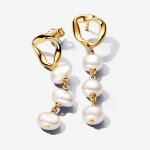 Pendants d?oreilles cercle organique et perles de culture baroques