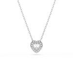 Pendentif ariana grande x swarovski, tailles variées, c?ur, blanc, métal rhodié Pendentif ariana grande x swarovski, tailles variées, c?ur, blanc, métal rhodié