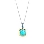 Pendentif ti sento - 6829tq argent dor� et pierre synth�tique turquoise carr�e b�li�re pav�e