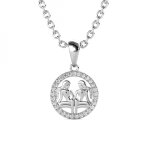 Pendentif zodiaque gmeaux finition argente