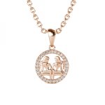 Pendentif zodiaque gmeaux finition or rose