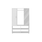 Penderie 1 porte 1 miroir 4 cases auma 1 blanc