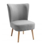 Petit fauteuil en bois massif et en tissu gris de style scandinave Petit fauteuil en bois massif et en tissu gris de style scandinave