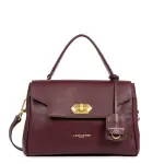 Petit sac  main cartable bordeaux en cuir