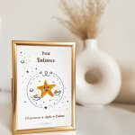 Petite carte astro avec enveloppe, blister et cadre dor balance