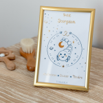 Petite carte astro avec enveloppe, blister et cadre dor scorpion