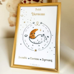 Petite carte astro avec enveloppe, blister et cadre dor verseau