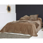 Plaid ou jet de canap et jets tufts velours - beige