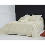 Plaid ou jet� de canap� et jet�s tuft�s velours - blanc �cru