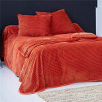 Plaid ou jet� de canap� et jet�s tuft�s velours - terracotta