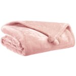 Plaid tender pompons aubepine 130 x 170