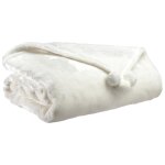 Plaid tender pompons neige 130 x 170