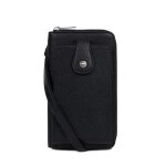 Pochette tlphone avec portefeuille stop rfid cuir ava noir en toile aria