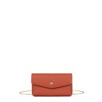 Pochette t�l�phone avec portefeuille stop rfid luna orange en cuir ruth