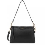 Pochette zippe en cuir noir dune