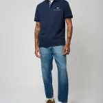 Polo m courtes en coton barro bleu marine