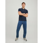 Polo slim fit polo manches courtes bleu marine en coton flynn