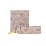 Porte - cartes bi - color en cuir beige