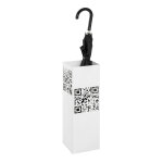 Porte parapluies avec code qr dcoup abstrait en mtal laqu blanc