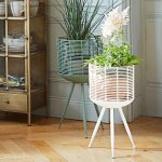 Porte plante mtal rotin vert cando