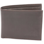 Portefeuille horizontal - cuir de vachette et logot marron