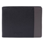 Portefeuille italien - 2 volets - stop rfid - cuir de vachette - noir / taupe - duo