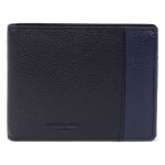 Portefeuille italien stop rfid en cuir grain duo noir / marine