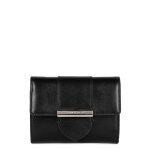 Portefeuille a rabat avec fermoir paris ily noir en cuir