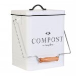 Poubelle de compostage blanc en mtal et bois 5l compox