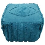 Pouf boh�me en coton bleu saphir
