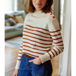 Pull asha - ecru / marron en coton