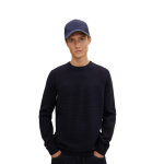 Pull bleu marine col rond en coton