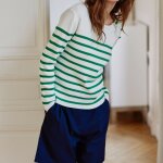 Pull camilia ecru / vert