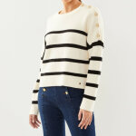 Pull celian - ecru / noir en viscose